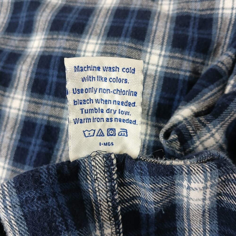 Fruit of the Loom Flannel Men's Sleepwear Lounge Pants L blue plaid cotton PJs - Picture 5 of 11